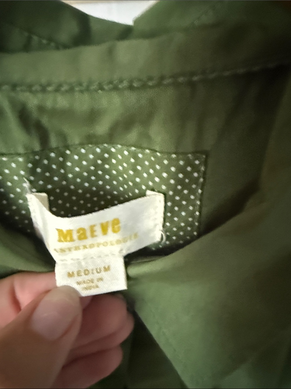 Maeve Olive Green Button-Up Sleeveless Dress - Picture 3 of 3